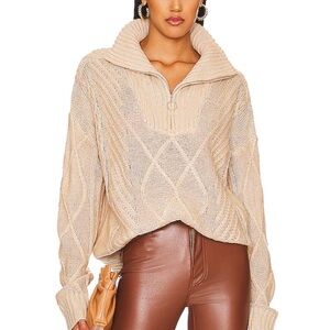 SNDYS Revolve Cozy Beige Cable Knit Sweater